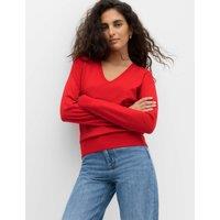 M&S V Neck Relaxed Jumper with Wool Bright Red
