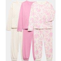 M&S 3 Pack Floral Graphic Pyjama Sets (1-16 Yrs) Pink Mix