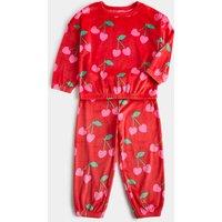 M&S Cherry Print Velour Pyjamas Multi