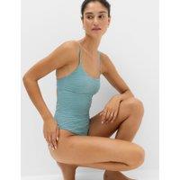 M&S Textured Scoop Neck Swimsuit Duck Egg