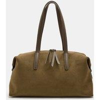 M&S Faux Suede Bowler Bag Olive