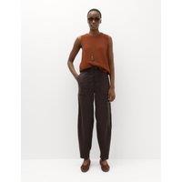 M&S Lyocell Rich Utility Barrel Leg Trousers Chocolate