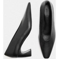 JAEGER Leather Block Heel Pointed Court Shoes Black