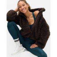 Goodmove Borg Half Zip Textured Funnel Neck Fleece Jacket Bitter Chocolate