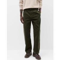 M&S Relaxed Fit Corduroy Pleat Front Trousers Dark Khaki