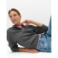 M&S Rayon Rich Collared Zip Up Relaxed Jumper Mid Grey Marl