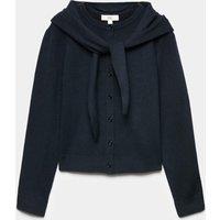 M&S Air-Yarn Scarf Neck Button Through Cardigan Midnight Navy