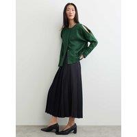 JAEGER Round Neck Button Through Blouse Green