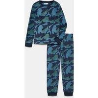 M&S Kids' Camouflage Fleece Pyjamas (1-16 Yrs) Green Mix