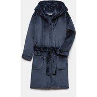 M&S Kids' Fleece Plain Dressing Gown (1-16 Yrs) Navy