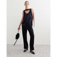 JAEGER Jacquard Scoop Neck Sleeveless Top Navy