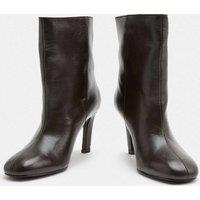 M&S Leather Pull On Stiletto Heel Ankle Boots Brown