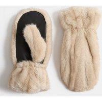 M&S Faux Fur Mittens Light Cream