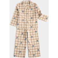 M&S Paddington Check Revere Pyjama Set Neutral