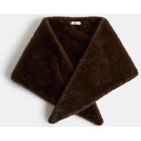 M&S Faux Fur Triangle Scarf Brown