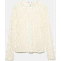 M&S Lace Crew Neck Regular Fit Top Ivory