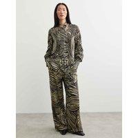 JAEGER Jacquard Printed Elasticated Waist Wide Leg Trousers Black Mix