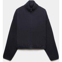 Goodmove Zip Up Funnel Neck Relaxed Fleece Jacket Dark Navy