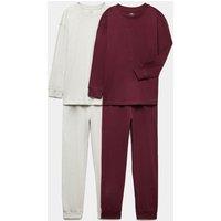 M&S 2 Pack Jersey Pyjama Sets (6-16 Yrs) Red Mix