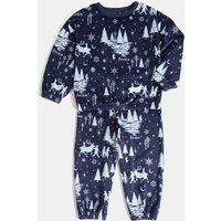 M&S Frozen Velour Pyjamas (1-8 Yrs) Navy Mix