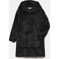 M&S Fleece Football Oversized Hoodie (3-16 Yrs) Black Mix