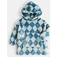 M&S Harlequin Fleece Oversized Hoodie (3-16 Yrs) Green Mix
