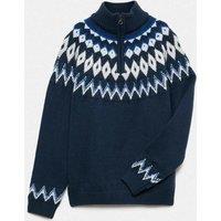 M&S Knitted Fairisle Zip Jumper (6-16 Yrs) Navy Mix