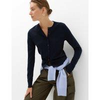 M&S Pure Merino Wool Crew Neck Cardigan Midnight Navy