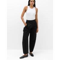M&S Pure Cotton Cargo Barrel Leg Trousers Black