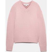 Autograph Merino Wool Rich V Neck Jumper with Cashmere Dusted Pink
