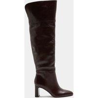 M&S Leather Block Heel Over the Knee Boots Brown