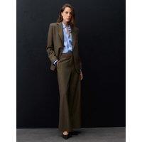 Autograph Wool Blend Tailored Wide Leg Trousers Moss