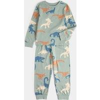 M&S Pure Cotton Dinosaur Pyjamas (1-16 Yrs) Green Mix