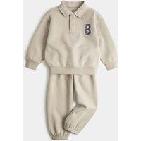 M&S 2 Piece Cotton Rich Rugby Sweatshirt Outfit (2-8 Yrs) Pebble