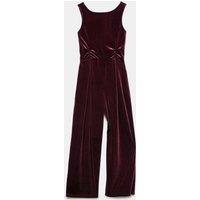 M&S Velvet Wide Leg Pull On Jumpsuit Red