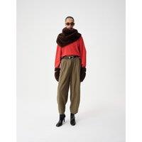 M&S Elasticated Waist Barrel Leg Trousers Khaki