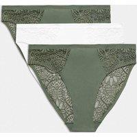 Body by M&S 3pk Body Soft High Leg Knickers Moss Green