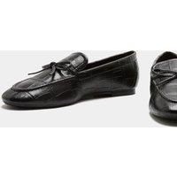 M&S Croc Bow Flat Loafers Black