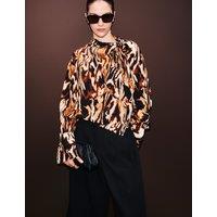 Autograph Animal Print Tie Neck Blouse with Silk Multi