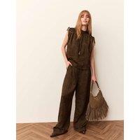 Per Una Crinkle Jacquard Ruched Shoulder Top Chocolate