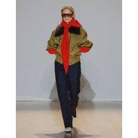 M&S Faux Fur Trim Flight Bomber Jacket Khaki