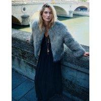 Per Una Faux Fur Cropped Jacket Grey