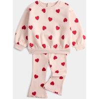 M&S 2pc Cotton Rich Heart Top & Bottom Outfit (0-6 Yrs) Pink
