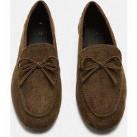 M&S Bow Flat Loafer Pumps Olive