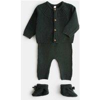 M&S 3 Piece Knitted Outfit with Booties (7lbs - 18 Mths) Green