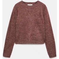Autograph Pure Merino Wool Textured Crew Neck Relaxed Jumper Brown Mix