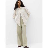 M&S Pure Cotton Oversized Striped Shirt Ivory Mix
