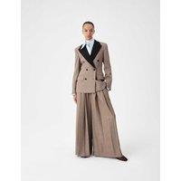 M&S Tweed Fitted Herringbone Contrast Double Breasted Fitted Blazer Natural Mix