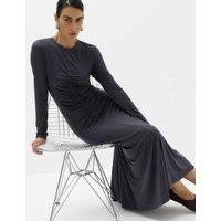 M&S Jersey Ruched Midi Column Dress Grey