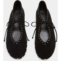 M&S Suede Studded Tie Ballet Pumps Black